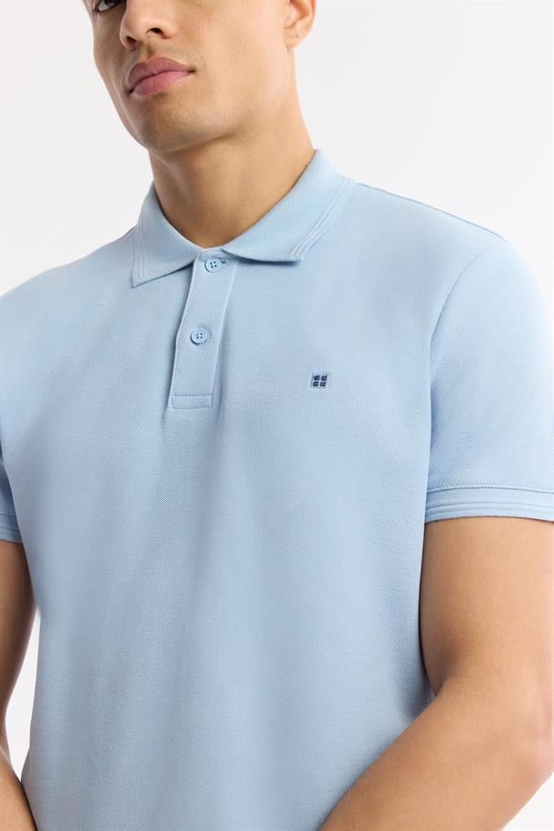 Mavi Kıvrılmaz Polo Yaka %100 Pamuk Basic T-Shirt