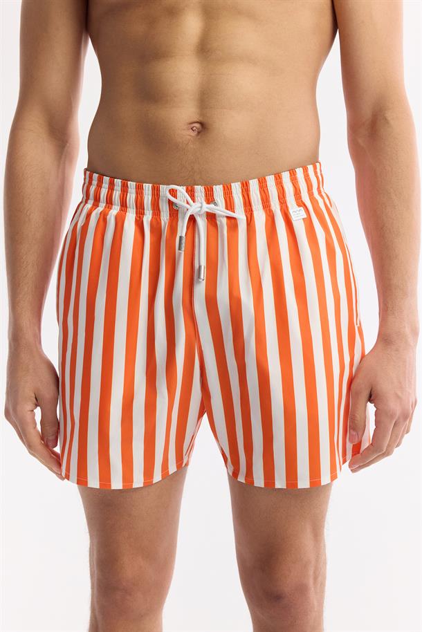 Mercan Hızlı Kuruyan Baskılı Çantalı Deniz Şortu