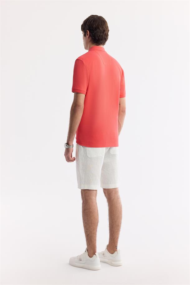 Mercan Kıvrılmaz Polo Yaka %100 Pamuk Basic T-Shirt