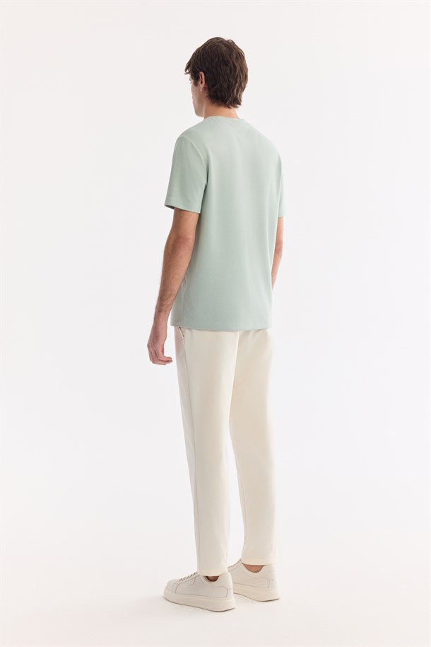 Mint Yeşil Bisiklet Baskılı Viskon Karışımlı İnterlok T-Shirt