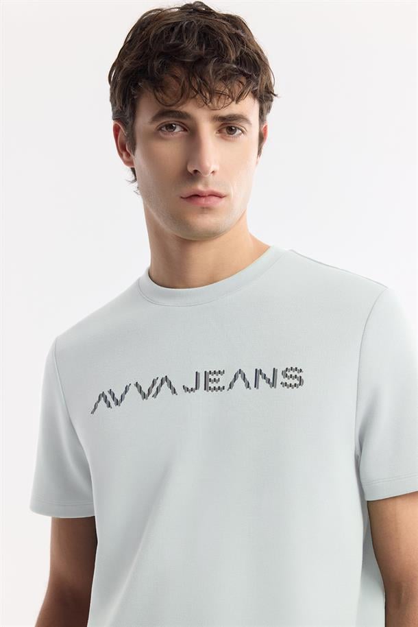 Mint Yeşil Bisiklet Yaka Reflektörlü Bi-Stretch İnterlok T-Shirt