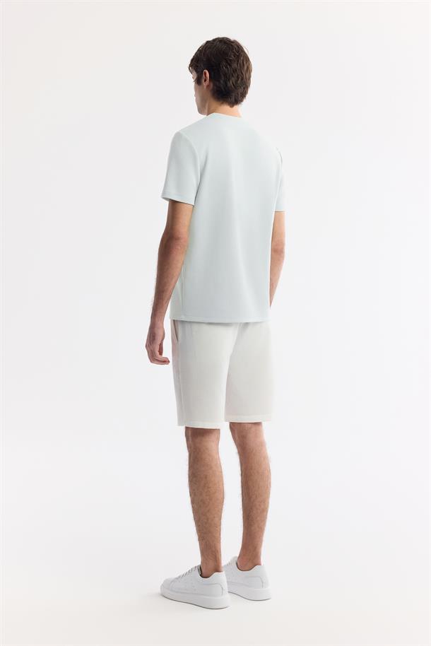 Mint Yeşil Bisiklet Yaka Reflektörlü Bi-Stretch İnterlok T-Shirt