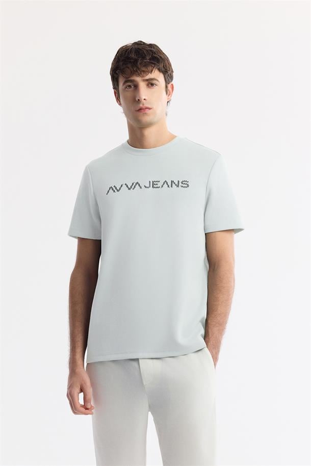 Mint Yeşil Bisiklet Yaka Reflektörlü Bi-Stretch İnterlok T-Shirt