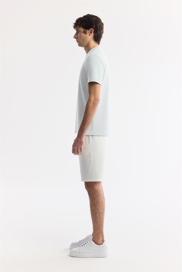 Mint Yeşil Bisiklet Yaka Reflektörlü Bi-Stretch İnterlok T-Shirt