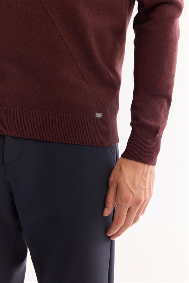 Mürdüm Bisiklet Yaka Soft Touch Dokulu Triko Kazak