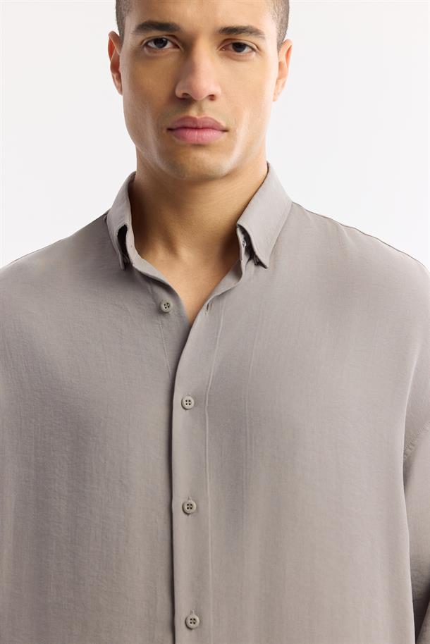 Nardo Gri Alttan Britli Yaka Soft Touch Gömlek