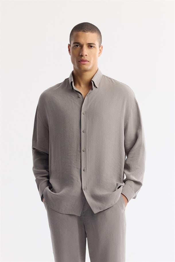 Nardo Gri Alttan Britli Yaka Soft Touch Gömlek