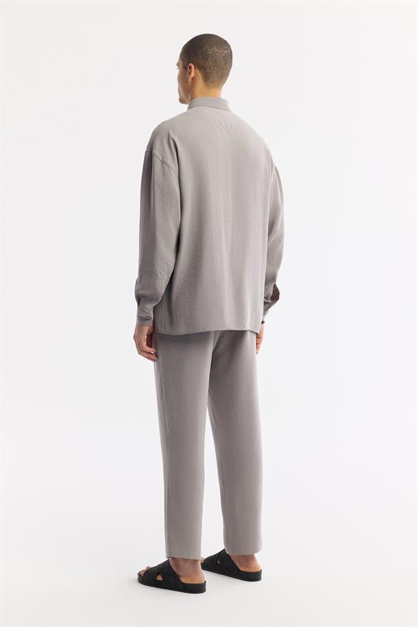Nardo Gri Alttan Britli Yaka Soft Touch Gömlek