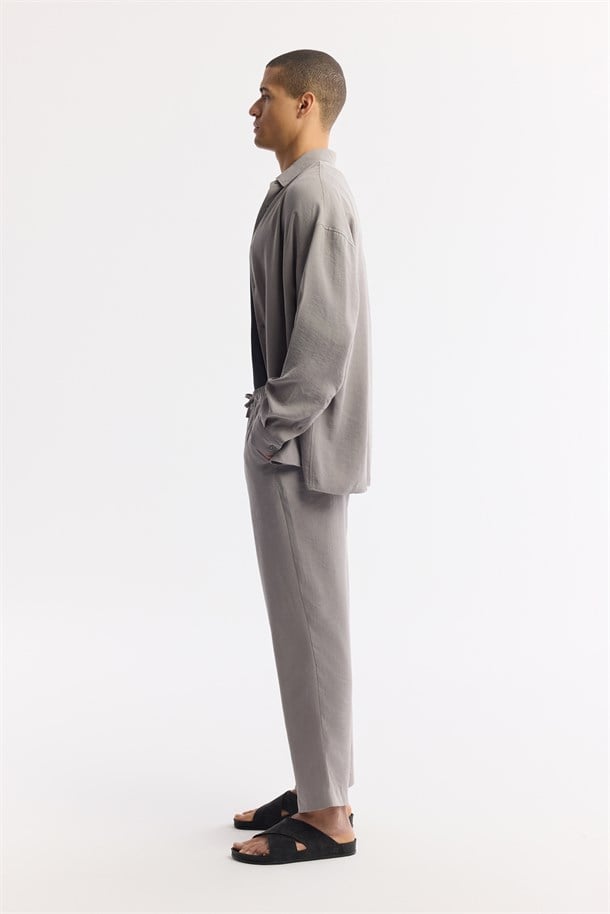 Nardo Gri Beli Lastikli Bağcıklı Soft Touch Pantolon