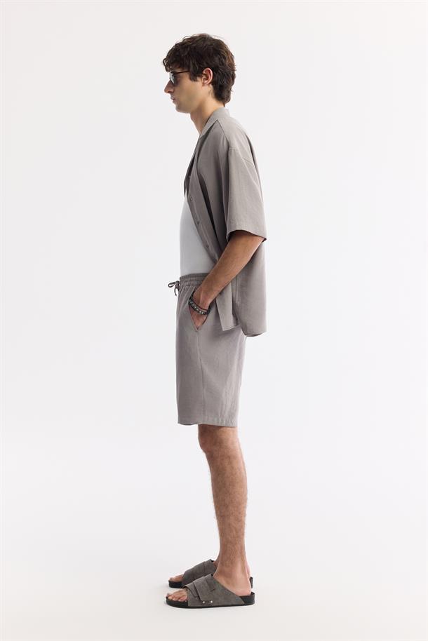 Nardo Gri Beli Lastikli Bağcıklı Soft Touch Şort