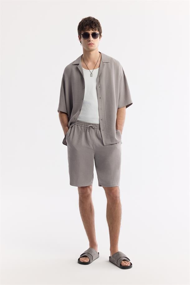 Nardo Gri Beli Lastikli Bağcıklı Soft Touch Şort