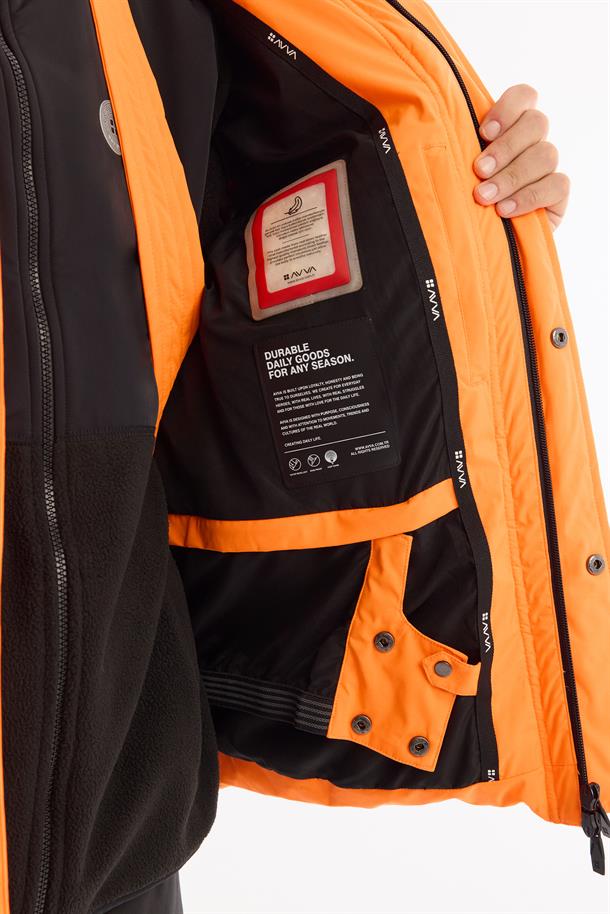 Neon Orange Hooded Goose Down Jacket