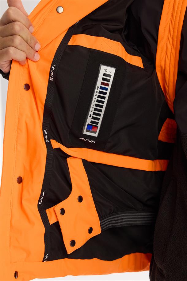 Neon Orange Hooded Goose Down Jacket