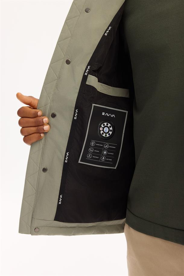 Nil Yeşili Kapüşonlu %100 Kaz Tüyü Su İtici Rüzgar Geçirmez -10 Dereceye Dayanıklı Şişme Mont