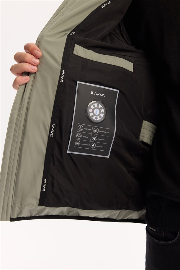 Nile Green Hooded Water Repellent Windproof Puffer Jacket Resistant to -5°C