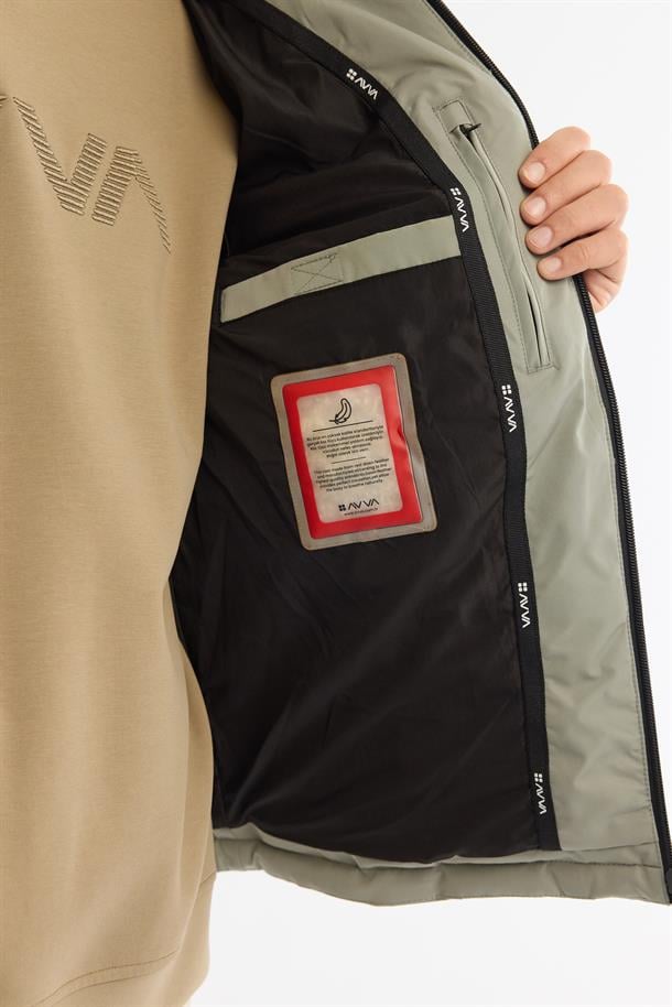 Pale Turquoise Hooded Goose Down Puffer Jacket