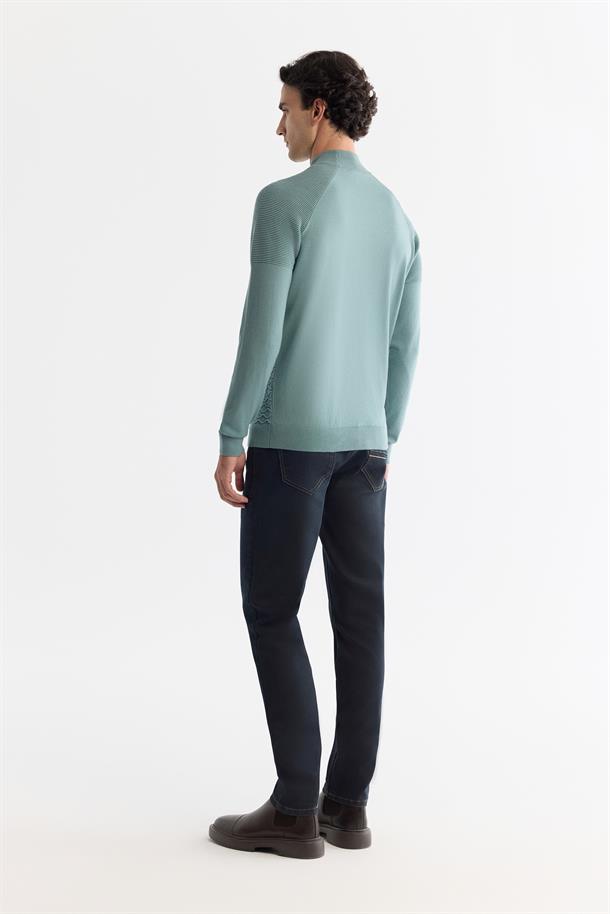 Nil Yeşili Yarım Balıkçı Yaka Soft Touch Triko Kazak