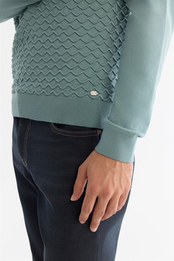 Nil Yeşili Yarım Balıkçı Yaka Soft Touch Triko Kazak