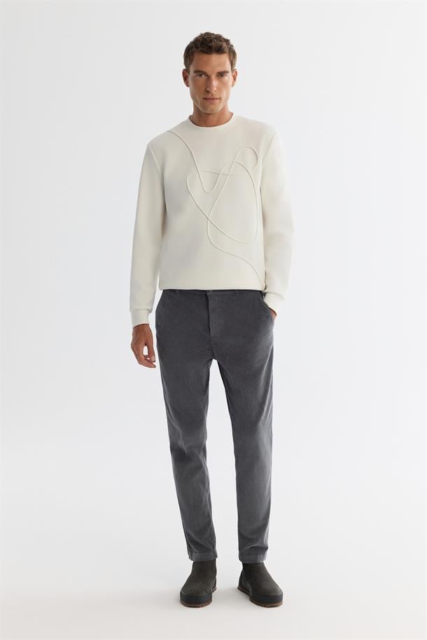 Petrol Mavi Klasik Bel Kalın Fitilli Kadife Chino Pantolon