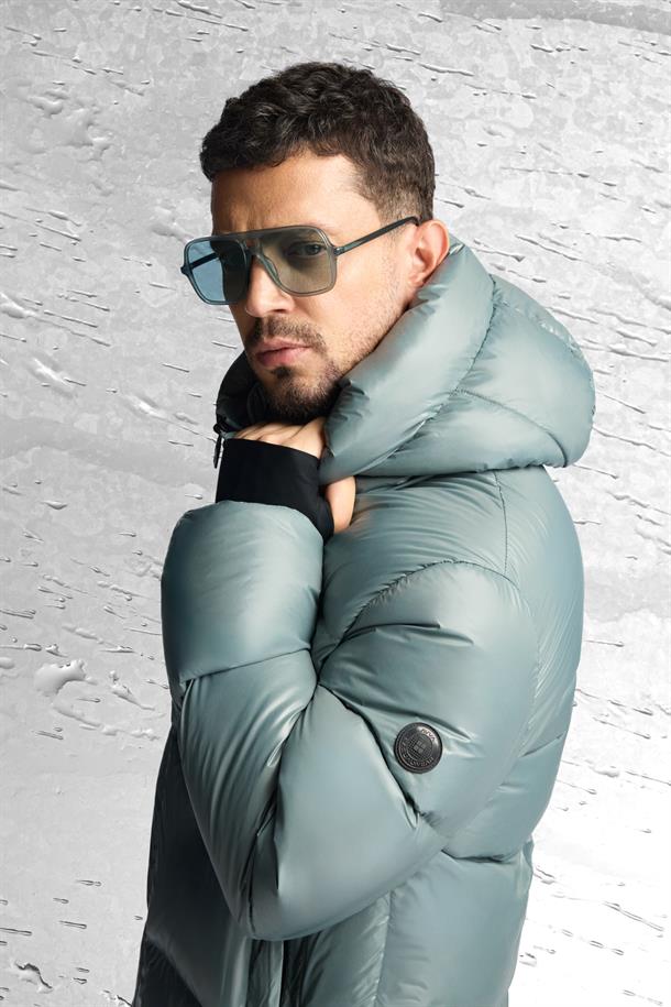 Sage Shiny 100% Down Water Repellent Puffer Jacket Resistant to -15°C