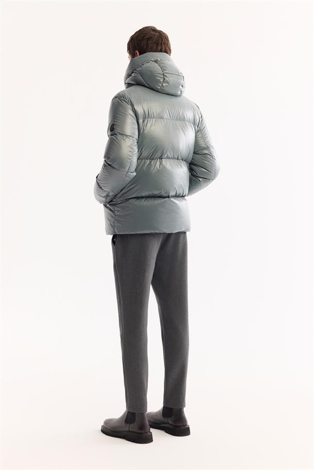 Sage Shiny 100% Down Water Repellent Puffer Jacket Resistant to -15°C