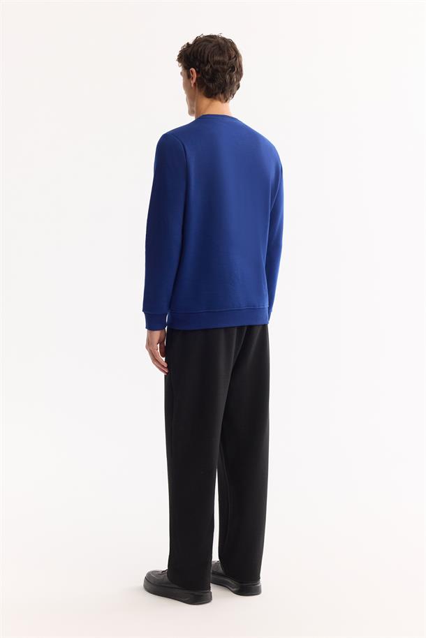 Saks Bisiklet Yaka Şardonlu Kolay Ütülenen Baskılı Sweatshirt