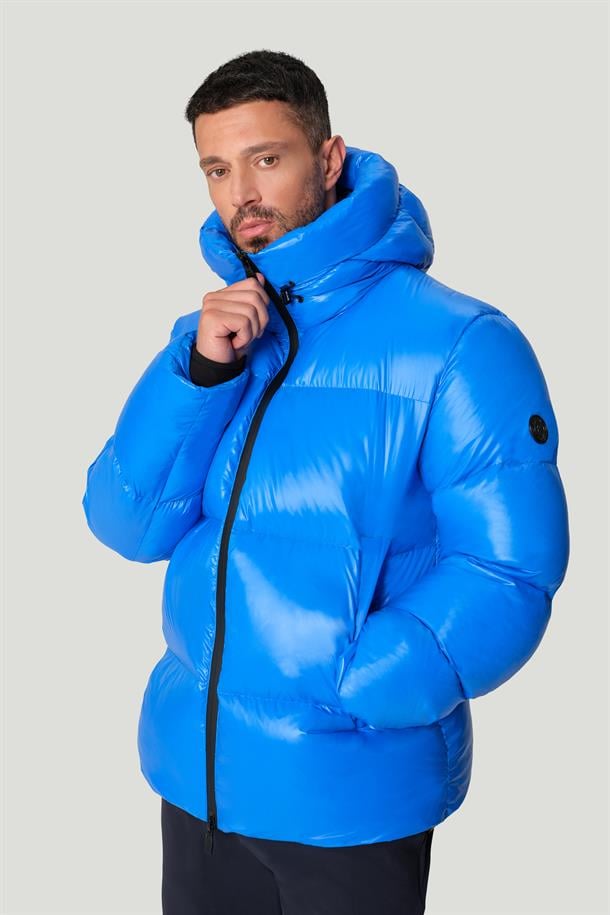 Royal Blue Windproof Hooded Puffer Jacket