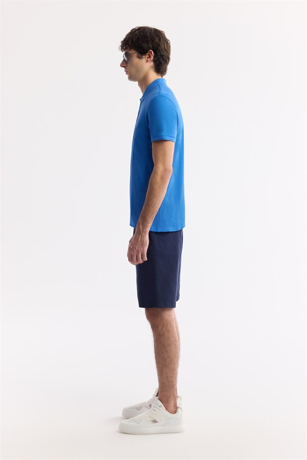 Saks Kıvrılmaz Polo Yaka %100 Pamuk Basic T-Shirt