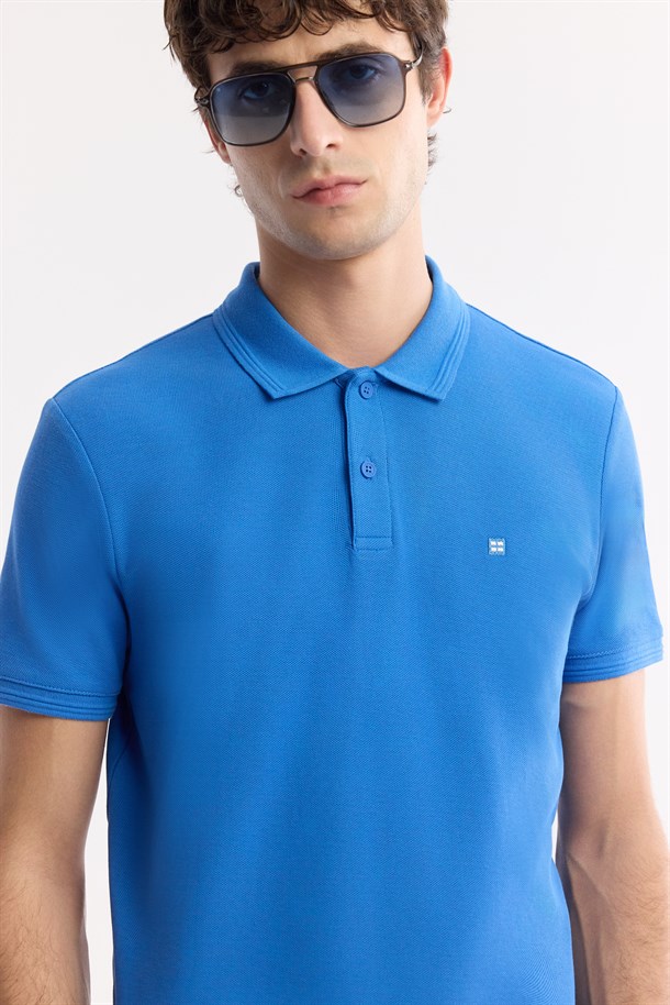 Saks Kıvrılmaz Polo Yaka %100 Pamuk Basic T-Shirt