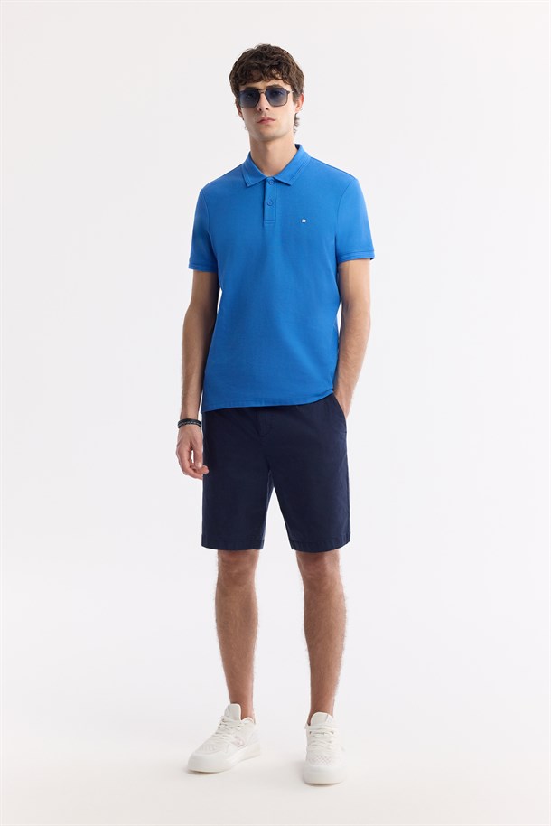 Saks Kıvrılmaz Polo Yaka %100 Pamuk Basic T-Shirt