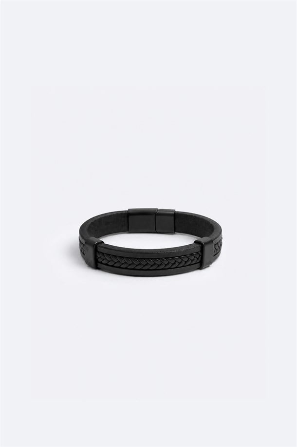 Black 100% Leather Bracelet