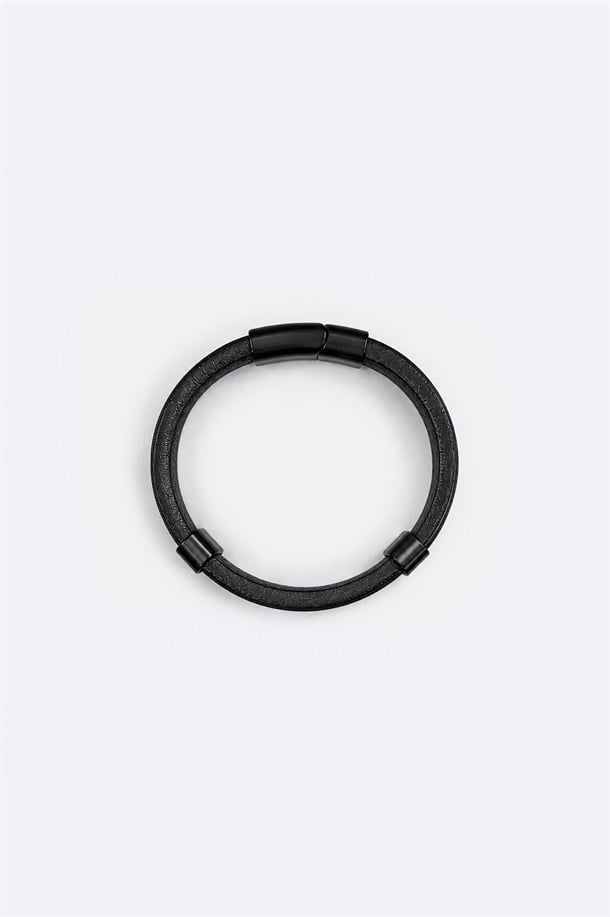 Black 100% Leather Bracelet