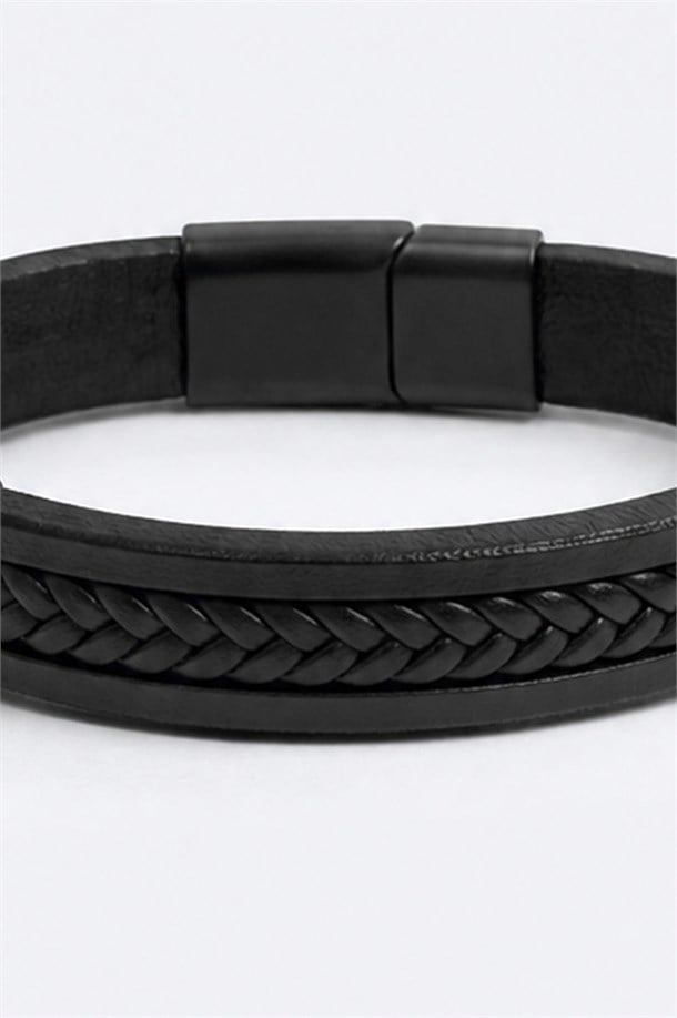 Black 100% Leather Bracelet