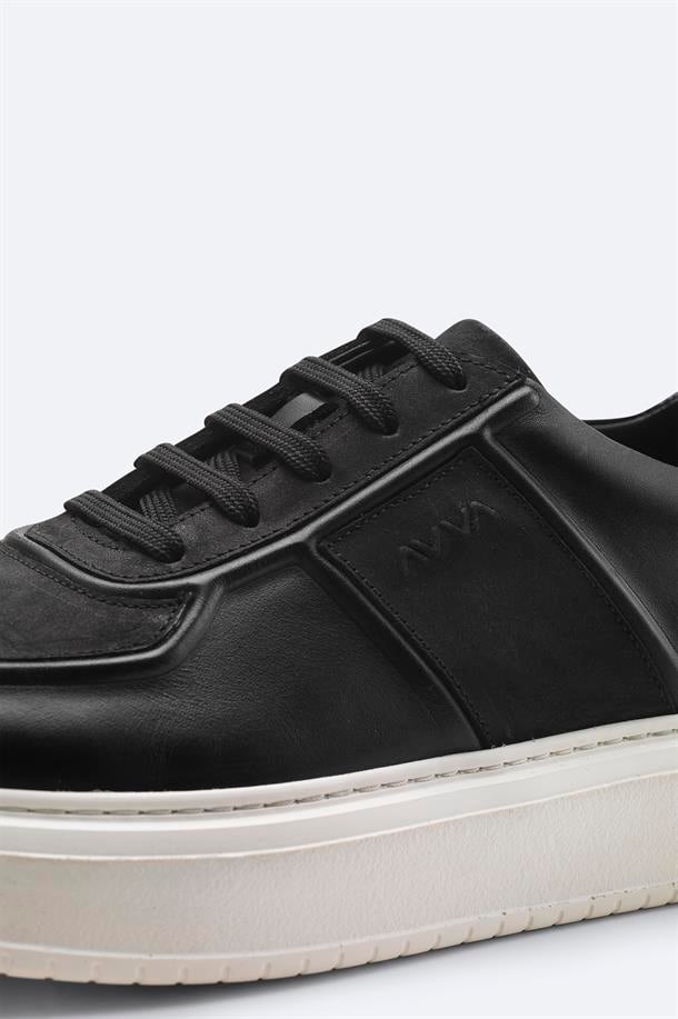 Siyah %100 Deri Esnek Taban Hafif Casual Ayakkabı 