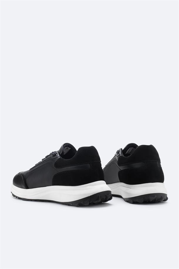 Siyah %100 Deri Esnek Taban Hafif Casual Ayakkabı 