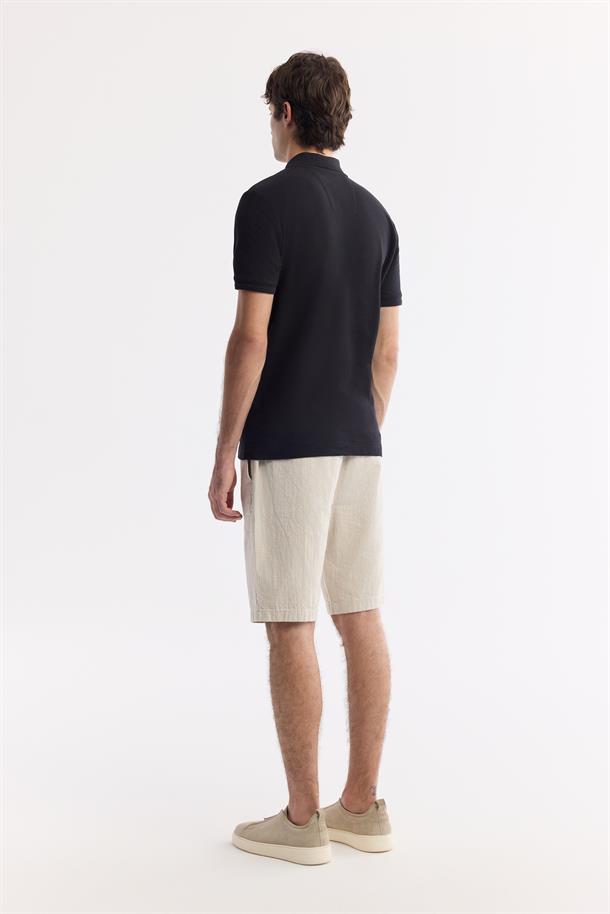 Siyah Kıvrılmaz Polo Yaka %100 Pamuk Basic T-Shirt