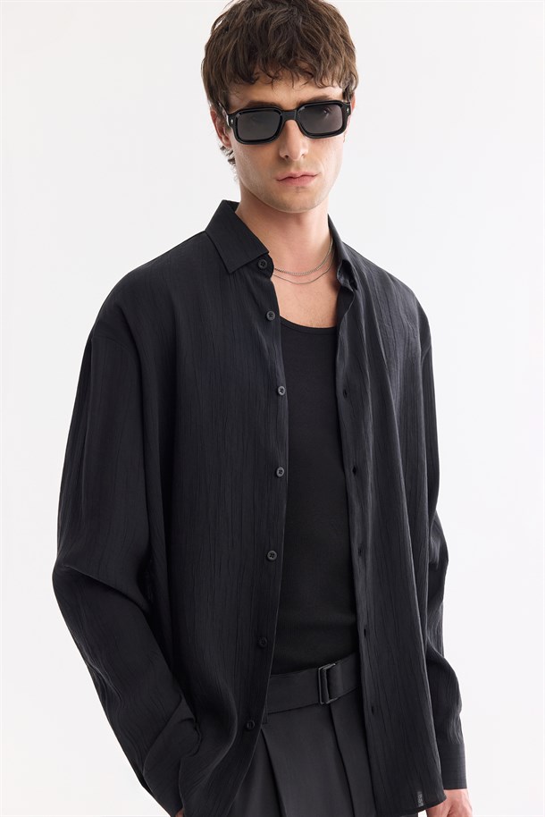 Siyah Alttan Britli Soft Touch Nefes Alan Gömlek