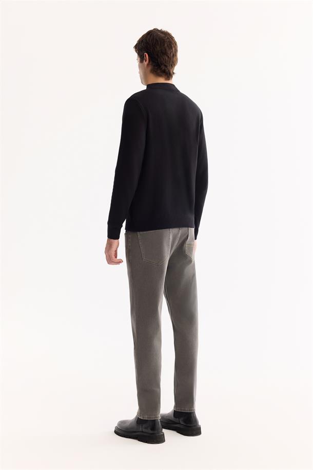 Siyah Balıkçı Yaka Soft Touch Dokulu Triko Kazak