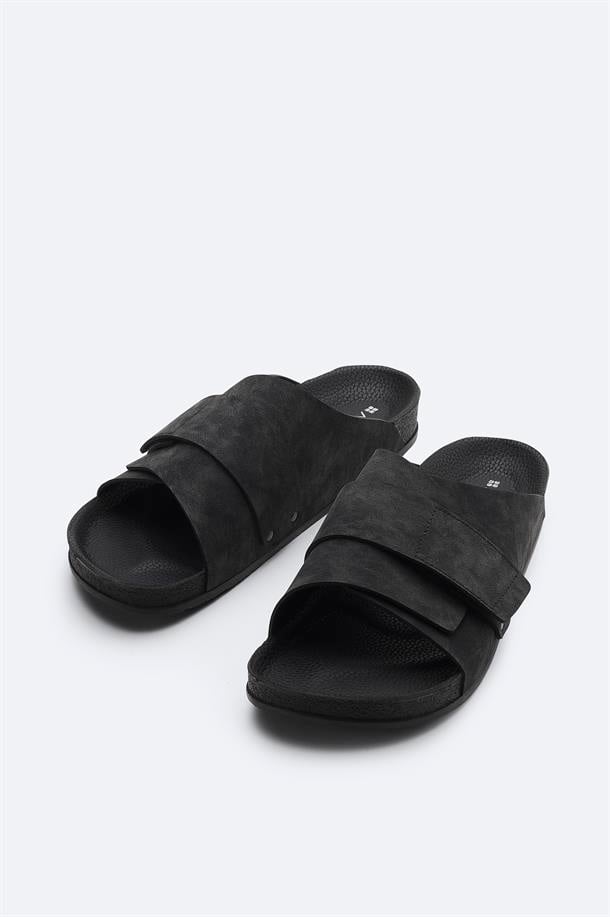 Siyah Tek Bantlı Hafif Rahat Taban Sandalet Terlik