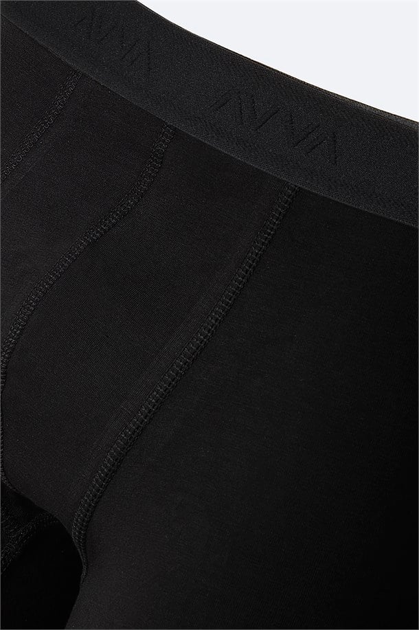 Siyah Basic Pamuklu Tekli Boxer