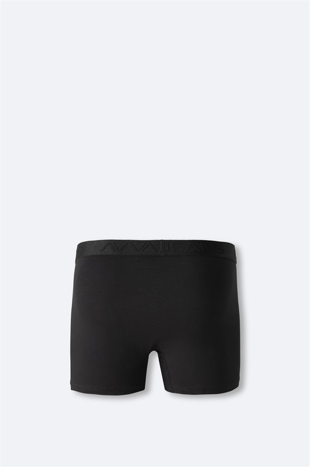 Siyah Basic Pamuklu Tekli Boxer