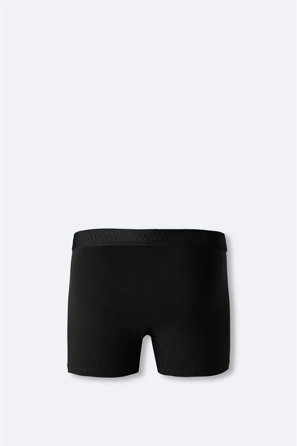 Siyah Basic Pamuklu Nefes Alan Bi-Stretch Tekli Boxer