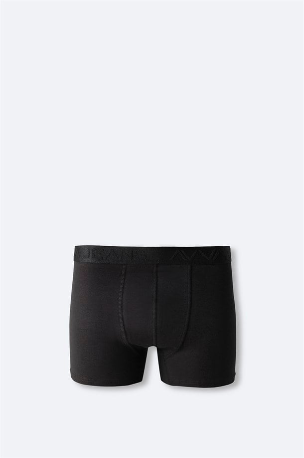 Siyah Basic Pamuklu Tekli Boxer