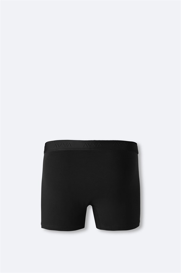 Siyah Basic Pamuklu Tekli Boxer