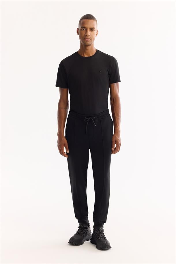 Siyah Beli Lastikli Bağcıklı İçi Şardonlu Soft Touch Eşofman Altı