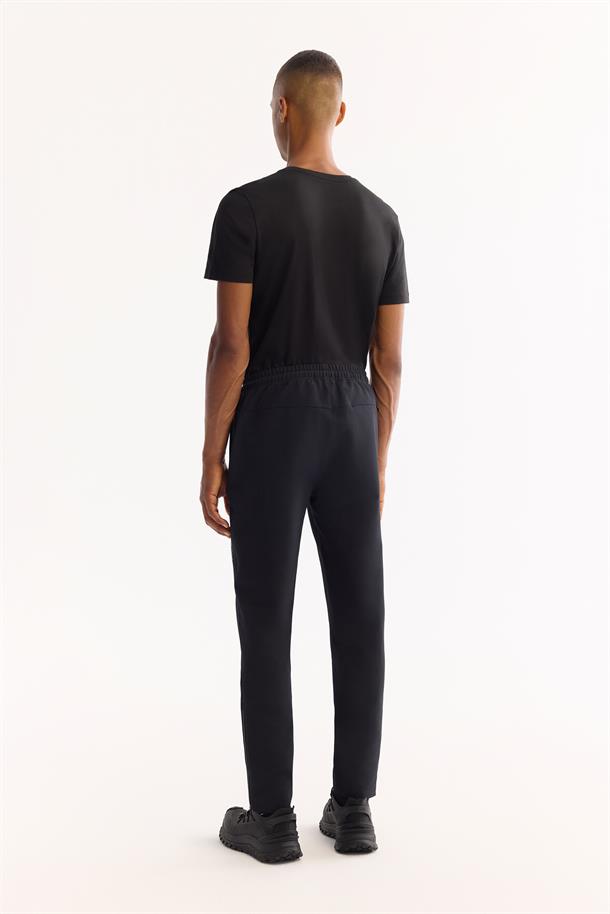 Siyah Beli Lastikli Bağcıklı Bi-Stretch Eşofman Altı