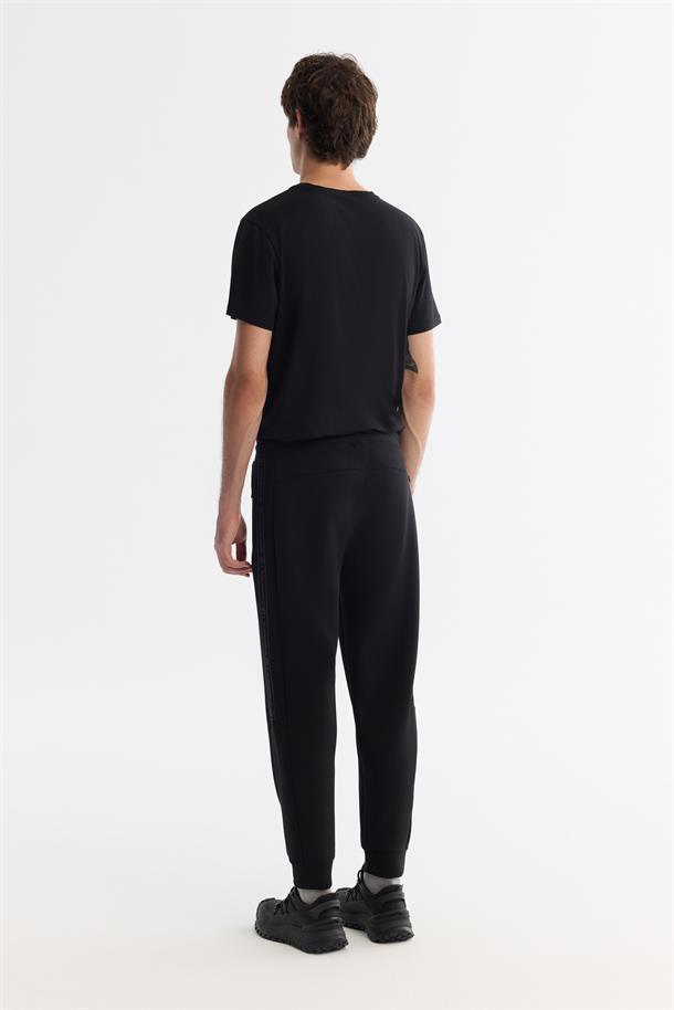 Siyah Beli Lastikli Bağcıklı Elastan Eşofman Altı