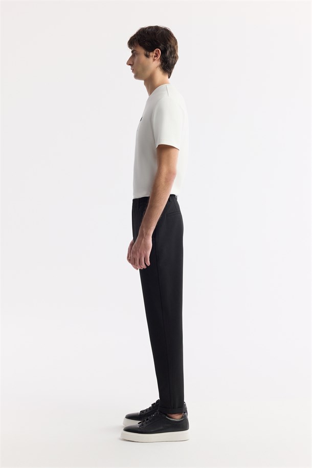 Siyah Beli Lastikli Bi-Stretch Chino Pantolon