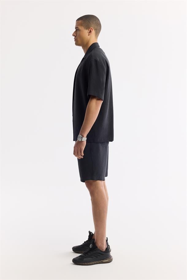 Siyah Beli Lastikli Bağcıklı Soft Touch Şort