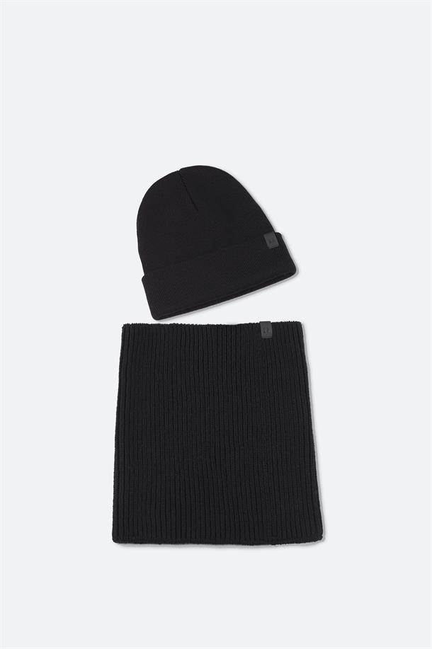 Siyah Basic Boyunluk ve Bere Seti